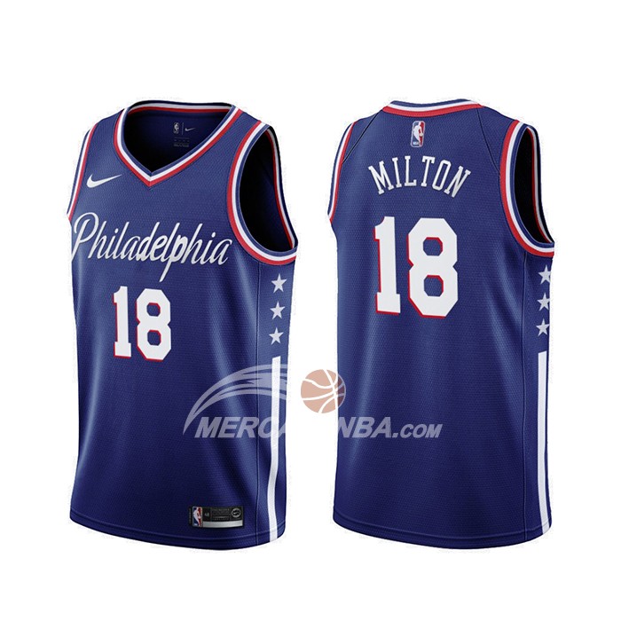 Maglia Philadelphia 76ers Shake Milton Citta 2019-20 Blu